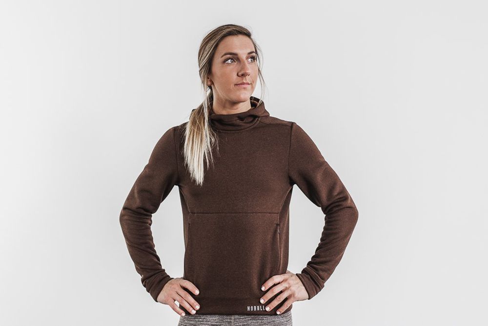 NOBULL Majica S Kapuljačom Ženske - Nobull Performance Pullover Smeđe (308697-UZC)